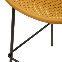 Sgabelli > Dmora Sgabello Giallo Senape Nero set da 2 Indoor/outdoor Seduta Traforata Altezza Seduta 75 cm 51x82x58h cm, Materiale Struttura in Metallo - Trong Nero, Giallo Senape