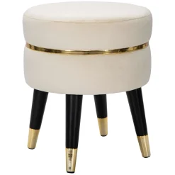 Sgabelli > Dmora Sgabello Nero Bianco Crema Imbottito Rivestimento in Velluto 35x35x41h cm, Altezza Seduta 40 cm - Yavi Bianco, Nero Crema