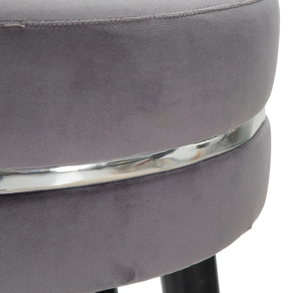Sgabello Nero Imbottito Rivestimento in Velluto 35x35x74h cm, Materiale Struttura in Legno - Bran