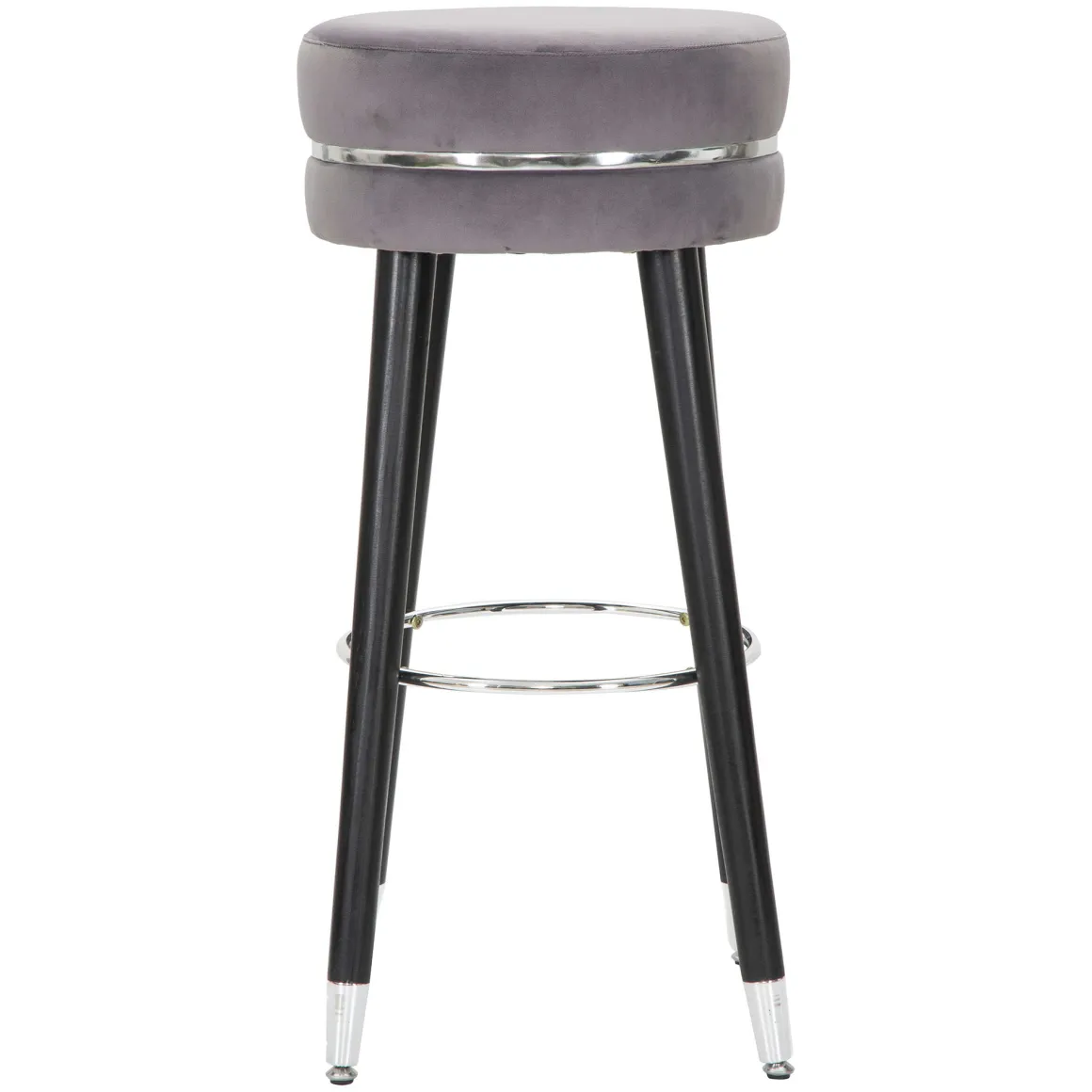 Sgabello Nero Imbottito Rivestimento in Velluto 35x35x74h cm, Materiale Struttura in Legno - Bran