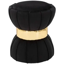 Sgabello Nero oro Imbottito Rivestimento in Velluto 40x40x44h cm, Materiale Struttura in Legno - Samaip