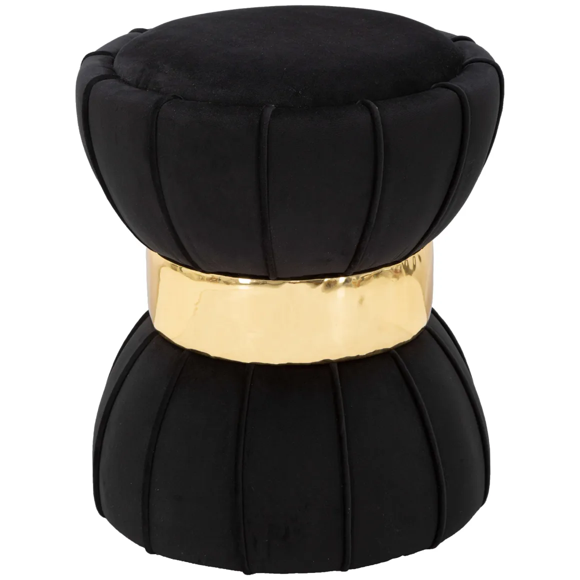 Sgabello Nero oro Imbottito Rivestimento in Velluto 40x40x44h cm, Materiale Struttura in Legno - Samaip