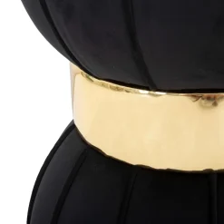 Sgabello Nero oro Imbottito Rivestimento in Velluto 40x40x44h cm, Materiale Struttura in Legno - Samaip