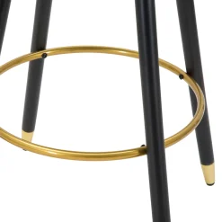 Sgabello Nero oro Imbottito Rivestimento in Velluto 55x56x104h cm, Materiale Struttura in Legno Nobilitato - Huanca