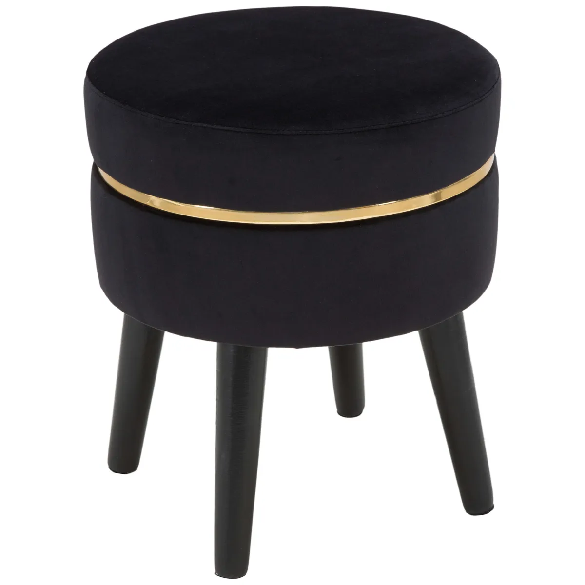 Sgabelli > Dmora Sgabello Nero oro Rivestimento in Velluto Imbottito 35x35x41h cm, Colore Seduta Nero - Famamiri Oro, Nero