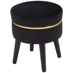 Sgabelli > Dmora Sgabello Nero oro Rivestimento in Velluto Imbottito 35x35x41h cm, Colore Seduta Nero - Famamiri Oro, Nero