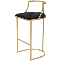 Sgabelli > Dmora Sgabello oro Nero Imbottito Rivestimento in Velluto 45x45x90h cm, Materiale Struttura in Metallo - Daparoha Nero, Oro