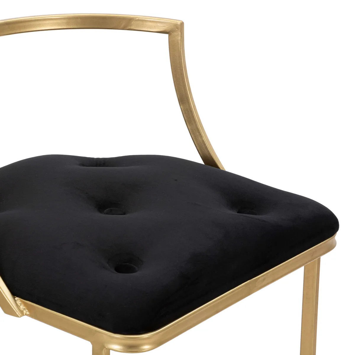 Sgabelli > Dmora Sgabello oro Nero Imbottito Rivestimento in Velluto 45x45x90h cm, Materiale Struttura in Metallo - Daparoha Nero, Oro