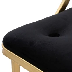 Sgabelli > Dmora Sgabello oro Nero Imbottito Rivestimento in Velluto 45x45x90h cm, Materiale Struttura in Metallo - Daparoha Nero, Oro