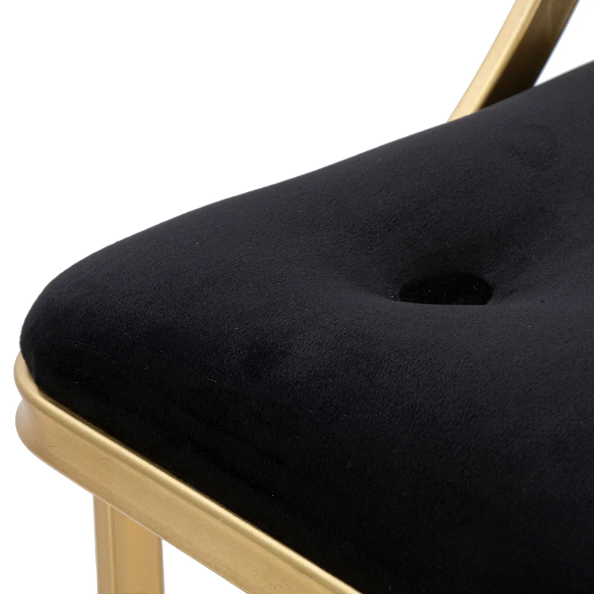 Sgabelli > Dmora Sgabello oro Nero Imbottito Rivestimento in Velluto 45x45x90h cm, Materiale Struttura in Metallo - Daparoha Nero, Oro