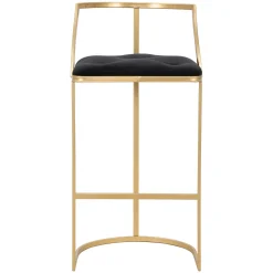 Sgabelli > Dmora Sgabello oro Nero Imbottito Rivestimento in Velluto 45x45x90h cm, Materiale Struttura in Metallo - Daparoha Nero, Oro