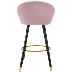 Sgabelli > Dmora Sgabello Rosa Nero Imbottito Rivestimento in Velluto 55x56x104h cm, Materiale Struttura in Legno Nobilitato - Huanca Nero, Rosa