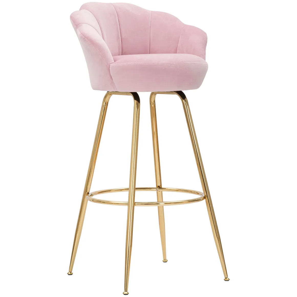 Sgabello Rosa oro Rivestimento in Velluto Imbottito 55x53x110h cm, Colore Seduta Rosa - Tequis