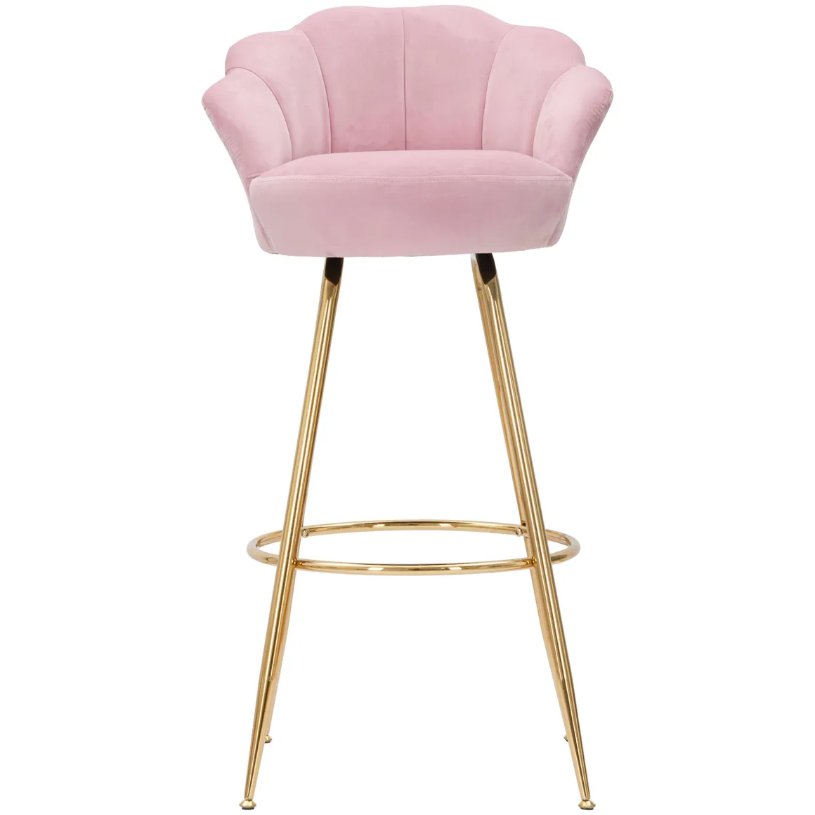 Sgabello Rosa oro Rivestimento in Velluto Imbottito 55x53x110h cm, Colore Seduta Rosa - Tequis