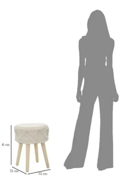 Sgabello scandi imbottito con gambe in legno 32x32x41h cm bianco - Bridges