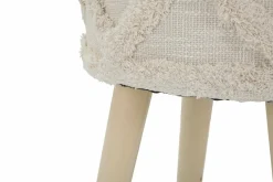 Sgabello scandi imbottito con gambe in legno 32x32x41h cm bianco - Bridges