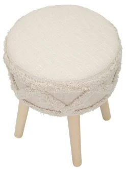 Sgabello scandi imbottito con gambe in legno 32x32x41h cm bianco - Bridges
