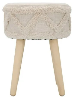 Sgabello scandi imbottito con gambe in legno 32x32x41h cm bianco - Bridges