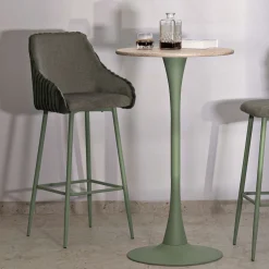 Sgabelli > Dmora Sgabello Imbottito set da 2 con Schienale 52x46x111h cm, Materiale Struttura in Legno Nobilitato - Spiti Verde