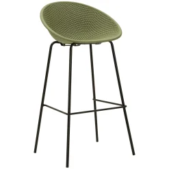 Sgabello Verde Nero set da 2 Indoor/outdoor Seduta Traforata Altezza Seduta 75 cm 51x82x58h cm, Materiale Struttura in Metallo - Trong