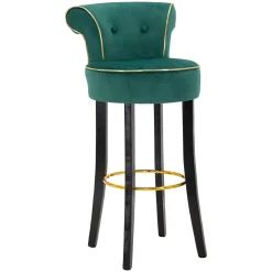 Sgabelli > Dmora Sgabello Verde oro Imbottito Rivestimento in Velluto 46x48x96h cm, Materiale Struttura in Legno - Tupiza Oro, Verde