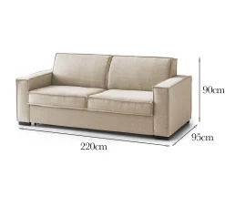 Sofa con braccioli beige 220x95x90h cm - Diopside
