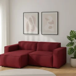Divani Angolari|Divani Fissi Con Penisola > Dmora Sofa con braccioli 220x170x70h cm - Alhoa Rosso