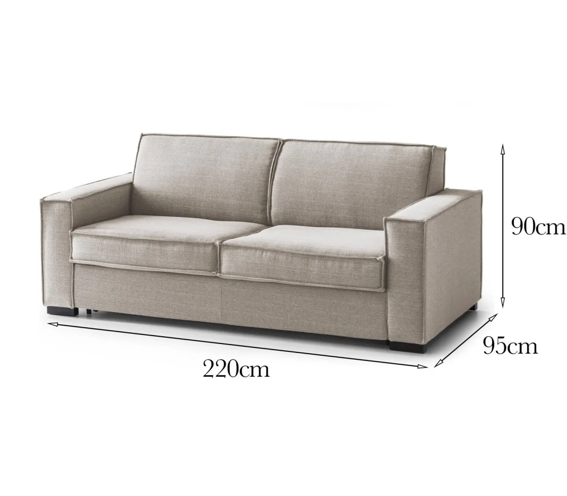 Sofa con braccioli tortora 220x95x90h cm - Diopside