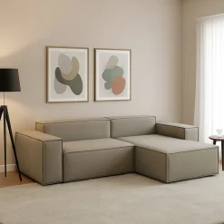 Sofa con penisola tortora 220x170x70h cm - Amuleto