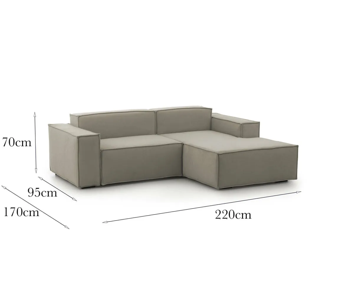 Sofa con penisola tortora 220x170x70h cm - Amuleto