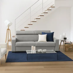 Salotto|Divani Fissi 3 Posti > Dmora Sofa con poggiatesta regolabili 220x95x85h cm - Matrice Grigio