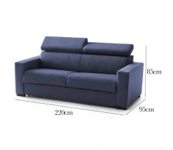 Sofa design blu 220x95x85h cm - Matrice