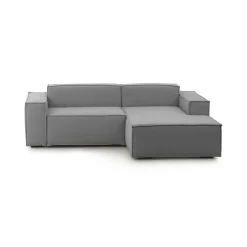 Divani Angolari|Divani Fissi Con Penisola > Dmora Sofa in legno e ferro rivestito in tessuto 220x170x70h cm - Amuleto Grigio