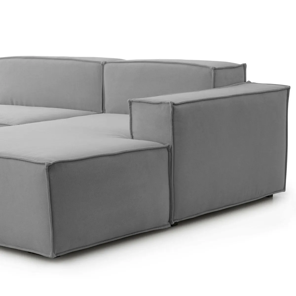 Divani Angolari|Divani Fissi Con Penisola > Dmora Sofa in legno e ferro rivestito in tessuto 220x170x70h cm - Amuleto Grigio