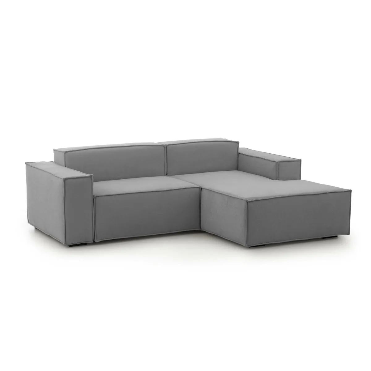 Divani Angolari|Divani Fissi Con Penisola > Dmora Sofa in legno e ferro rivestito in tessuto 220x170x70h cm - Amuleto Grigio