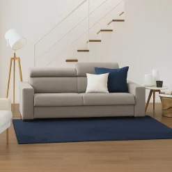Sofa in legno e ferro rivestito in tessuto tortora 220x95x85h cm - Matrice