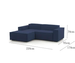 Sofa sfoderabile blu 220x170x70h cm - Alhoa