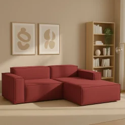Divani Angolari|Divani Fissi Con Penisola > Dmora Sofa sfoderabile 220x170x70h cm - Amuleto Rosso