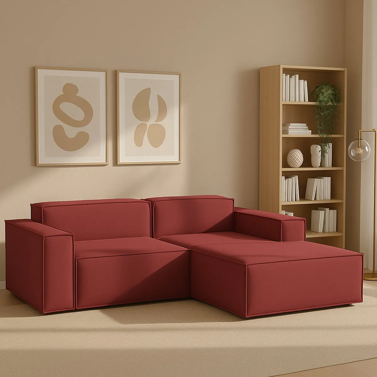 Divani Angolari|Divani Fissi Con Penisola > Dmora Sofa sfoderabile 220x170x70h cm - Amuleto Rosso