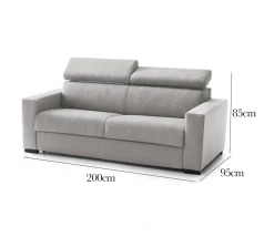 Sofà design grigio 200x95x85h cm - Schiavo