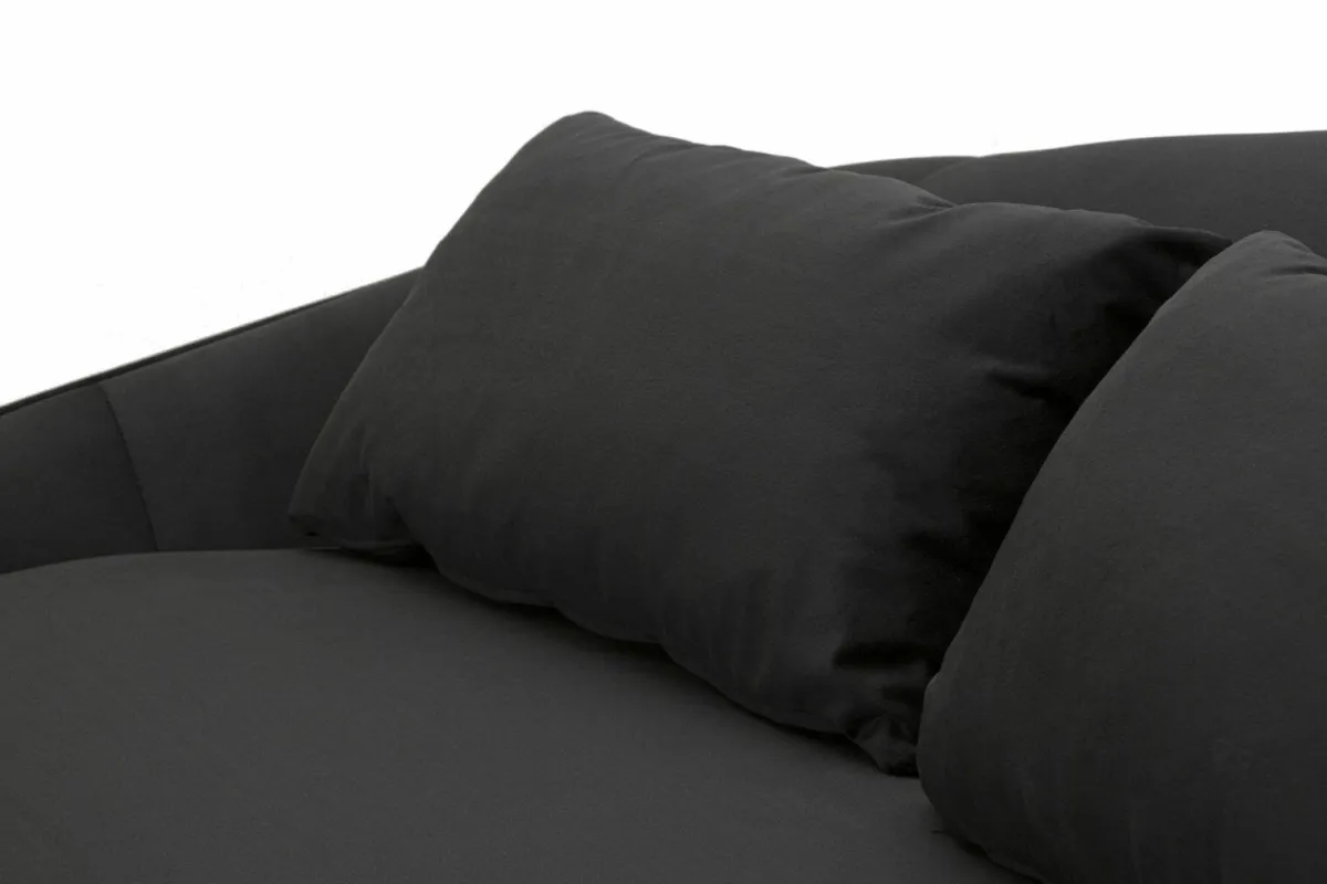 Divani Fissi 3 Posti > Dmora Sofà in legno e metallo rivestito in tessuto nero e oro 185x84x68h cm - Verte Oro, Nero