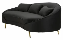 Divani Fissi 3 Posti > Dmora Sofà in legno e metallo rivestito in tessuto nero e oro 185x84x68h cm - Verte Oro, Nero