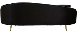 Divani Fissi 3 Posti > Dmora Sofà in legno e metallo rivestito in tessuto nero e oro 185x84x68h cm - Verte Oro, Nero