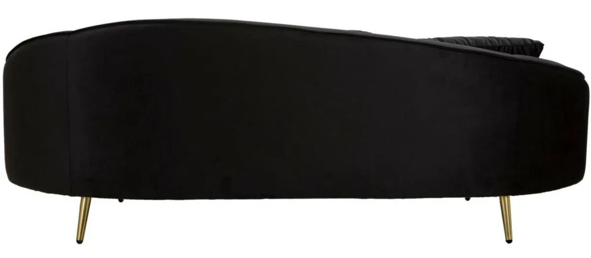 Divani Fissi 3 Posti > Dmora Sofà in legno e metallo rivestito in tessuto nero e oro 185x84x68h cm - Verte Oro, Nero
