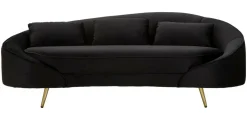 Divani Fissi 3 Posti > Dmora Sofà in legno e metallo rivestito in tessuto nero e oro 185x84x68h cm - Verte Oro, Nero