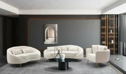 Sofà moderno crema e oro 185x84x68h cm - Verte