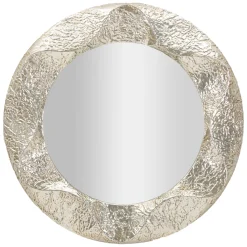 Specchi > Dmora Specchio Argento Trasparente Cornice Effetto Materico Forma Ovale 104x104h cm, Tipologia a Parete - Dafateda Trasparente, Argento