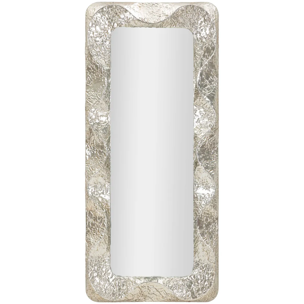 Specchio Argento Trasparente Cornice Effetto Materico Forma Rettangolare 70x161h cm, Tipologia a Parete - Dagalito
