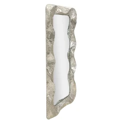 Specchio Argento Trasparente Cornice Effetto Materico Forma Rettangolare 70x161h cm, Tipologia a Parete - Dagalito