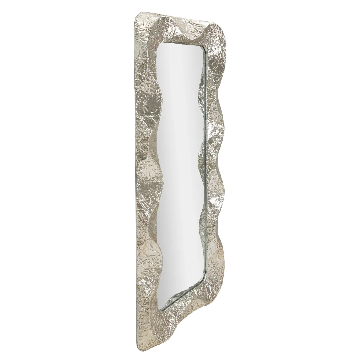 Specchio Argento Trasparente Cornice Effetto Materico Forma Rettangolare 70x161h cm, Tipologia a Parete - Dagalito